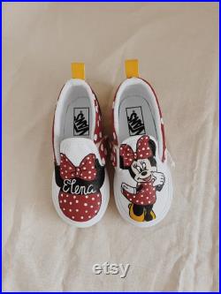 Custom Painted Minnie Mouse Shoes Slip-On Vans