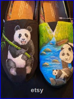 Custom Painted PANDA Shoes, Vans, Toms