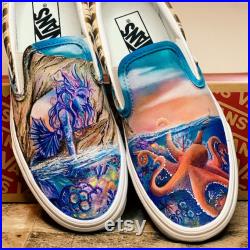 Custom Painted Vans Mermaid with Octopus
