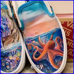 Custom Painted Vans Mermaid with Octopus