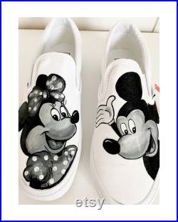 Custom Painted Vans Slip Ons Mickey Mouse Vans