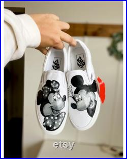 Custom Painted Vans Slip Ons Mickey Mouse Vans