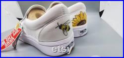Custom Painted Vans Sunflower and Bumble Bee Shoes Vans or Converse Kids Mens Womens Slip on Lace Up