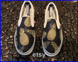 Custom Pineapple Vans Navy Blue and Gold