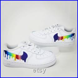 Custom Rainbow Drip AF1 Shoes, Custom Shoes, Hand painted shoes, Shoe custom, Custom AF1