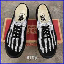 Custom Skeleton Feet X-Ray Black Black Vans Authentic Lace Up Shoes Custom Vans Shoes for Men and Women