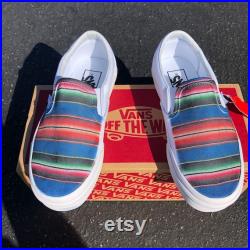 Custom Slip On Vans Mexican Blanket Men's and Women's Shoes