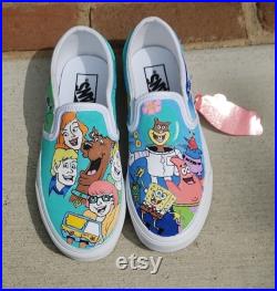 Custom Slip-On Vans Scooby-Doo and Spongebob
