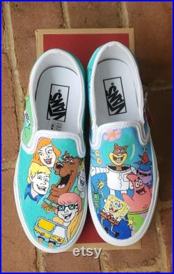 Custom Slip-On Vans Scooby-Doo and Spongebob