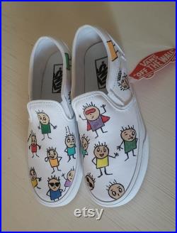Custom Slip-On Vans Shoes, Custom Character Shoes, Hand Painted Shoes, Painted Vans, Gift