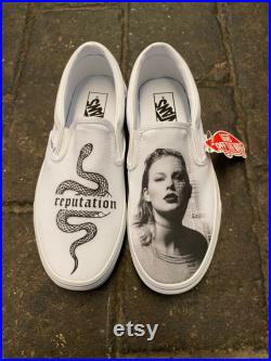 Custom Taylor Swift Inspired Slip On Vans (Reputation)