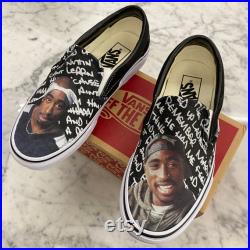 Custom Tupac Vans Slip On Shoes