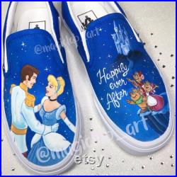 Custom Vans, Cinderella, Hand-painted, wedding vans, wedding shoe idea, Vans Disney Cinderella