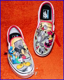 Custom Vans MickeyMouse vs Itchy and Scratchy hand-painted