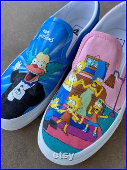 Custom Vans Simpsons, Hand-painted Tennis Shoes, Custom Tennis Shoes