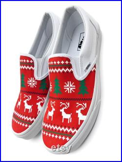 Custom Vans Ugly Christmas Sweater Canvas Shoes