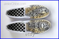 Custom Vans shoes, Painted Tribal Vans, Custom Aztec Shoes, Painted Sneakers, Gift for Him, for Her, Hand Painted Shoes