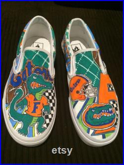 Custom hand painted University of Florida Gators Vans sneakers