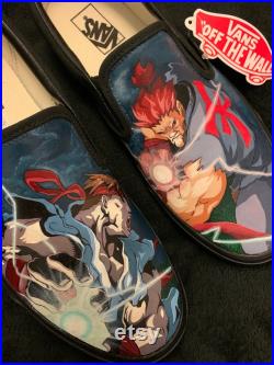 Custom hand painted Vans Street Fighter Ryu vs Akuma Size 10 UK