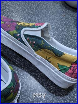 Custom hand painted floral snake Vans