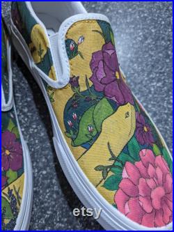 Custom hand painted floral snake Vans