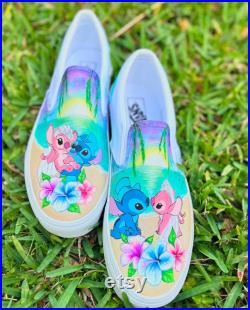 Custom hand painted stitch vans, handpainted shoes, custom shoes, Disney fanart, Disney wedding shoes, stitch wedding