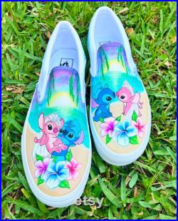 Custom hand painted stitch vans, handpainted shoes, custom shoes, Disney fanart, Disney wedding shoes, stitch wedding