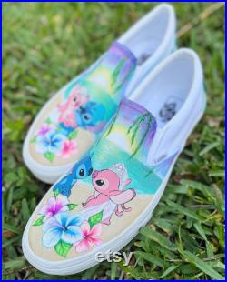 Custom hand painted stitch vans, handpainted shoes, custom shoes, Disney fanart, Disney wedding shoes, stitch wedding