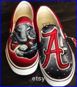 Custom painted Alabama shoes, football shoes, custom sports shoes, roll tide shoes