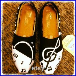 Custom painted MUSIC musical PIANO notes TOMS
