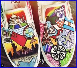 Customizable Hand-Drawn Canvas Sneakers Made to Order
