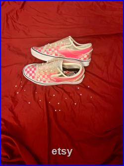 Diamond and pearl pink and white Vans