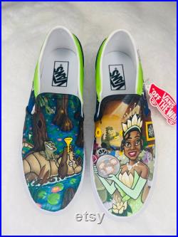 Disney Princess Shoes hand painted princess Tiana Vans Hand painted Vans Hand painted Disney Vans Princess Tiana Shoes