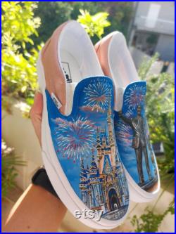 Disney shoes,Disney bride ,Disney wedding, handpainted shoes ,cinderella castle, partners statue Disney Park style