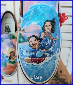 Disney shoes ,hand painted shoes, custom vans ,Disney vans ,lilo and stitch,Disney gift