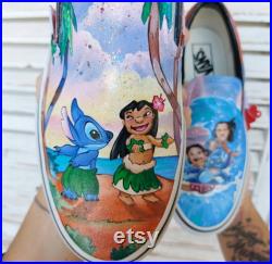 Disney shoes ,hand painted shoes, custom vans ,Disney vans ,lilo and stitch,Disney gift