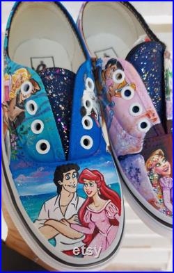 Disney style, Disney shoes ,tangled shoes , ariel shoes , hand painted shoes, custom shoes , Disney wedding, Disney bride