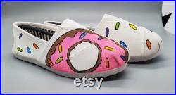 Doughnut Sprinkle Custom Hand Painted Shoes Vans, Bobs, or Converse Mens Womens Kids