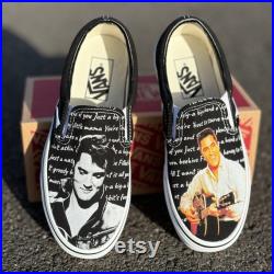 Elvis Presley Custom Black Slip On Vans