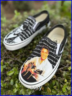 Elvis Presley Custom Black Slip On Vans