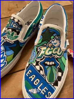 Florida Gulf Coast University custom hand drawn hand painted sneakers