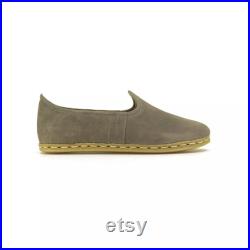 Gery Nubuck ,medieval shoes,Mediterranean,Turkish,Yemeni,Organic,Hand Made,Genuine Leather Shoes.Flat shoes.slips on