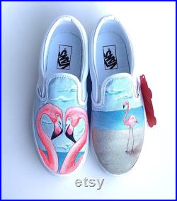 Glitter Flamingo Custom Painted Shoes