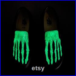 Glow in the Dark Skeleton Feet Vans Slip On Shoes for Men and Women