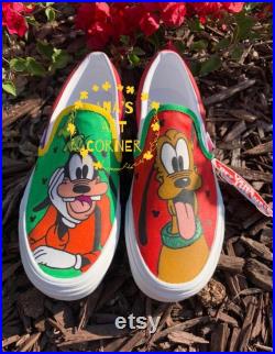 Goofy and Pluto handpainted shoes