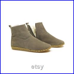 Grey Nubuck Boat, medieval shoes,Mediterranean,Turkish,Yemeni,Organic,Hand Made,Genuine Leather Shoes.Flat shoes.slips on