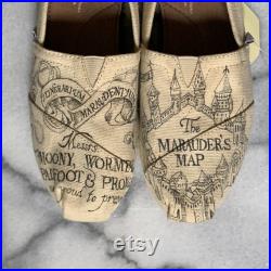 Hand Drawn Marauder s Map inspired Toms Vans Converse Shoes Harry Potter Fan Art