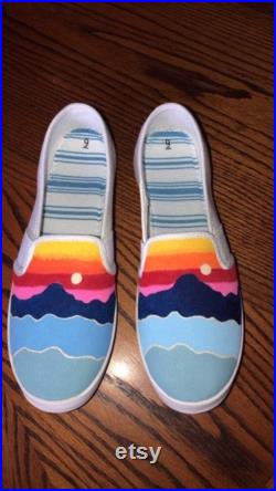 Hand-Painted Blue Ridge Mountain Sneakers