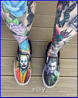 Hand Painted Joker X Joker Vans Joaquin Phoenix Heath Ledger Portrait Painting Custom Shoes