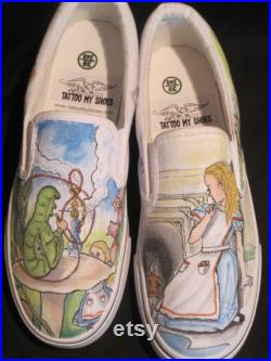 Hand drawn Alice in Wonderland Design Shoes Disney Lewis Carroll